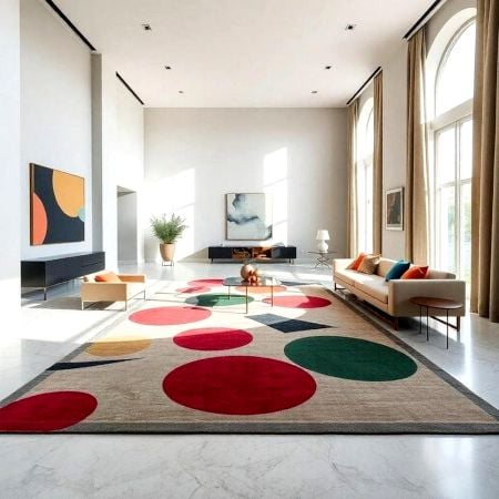 Handcrafted Circle Pattern Modern Living Room Rug